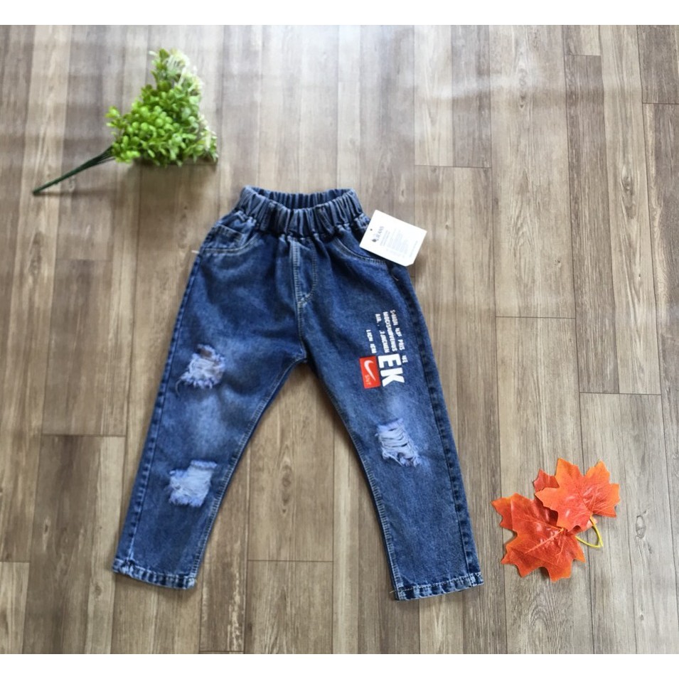 [ Quần áo thời trang trẻ em ] Quần bò jeans rách gối phong cách Hàn Quốc cho bé trai và bé gái