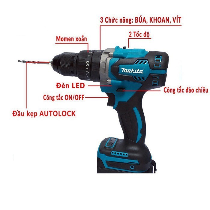 [HOT] Thân máy khoan pin makita đầu 13 động cơ dây đồng 100%