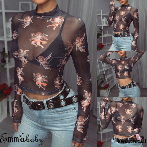 Áo lửng tay dài phối lưới xuyên thấu gợi cảm cho nữ | BigBuy360 - bigbuy360.vn