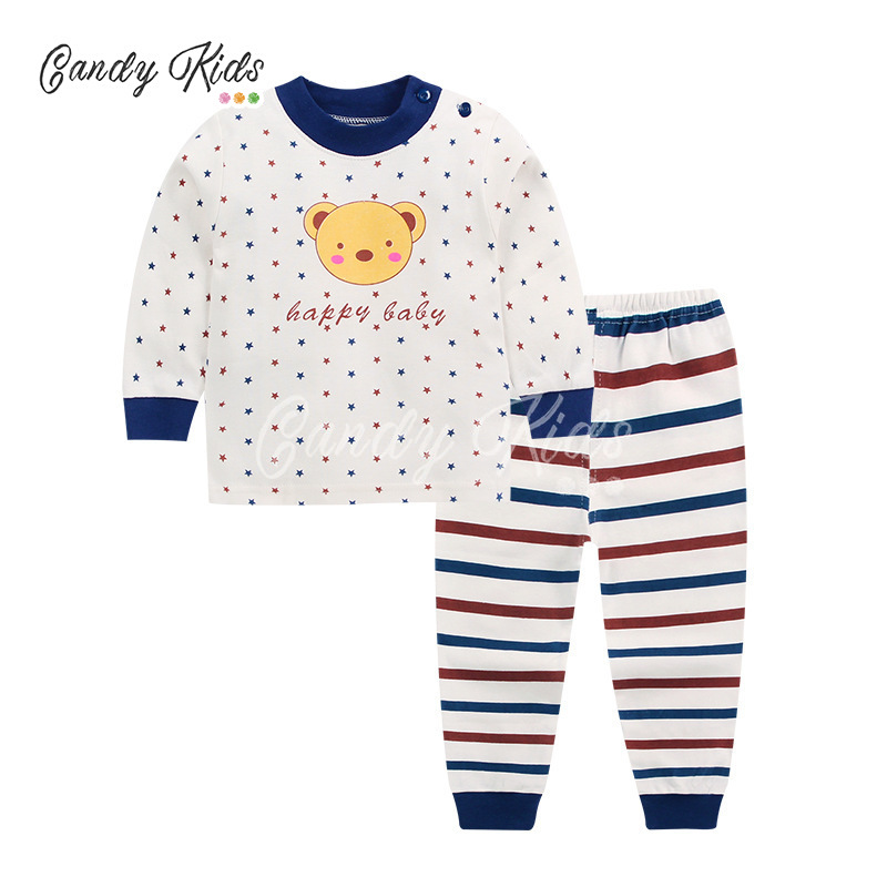 Bộ đồ ngủ pijama chất liệu cotton thời trang thu đông xinh xắn dành cho bé gái