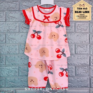 [8-32kg]Đồ bộ tole lanh tay ngắn quần dài phối màu xinh xắn cho bé gái(link1/2)