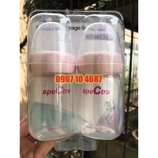Bộ hai bình trữ sữa cổ rộng PP spectra 160ml Chính Hãng Hàn Quốc