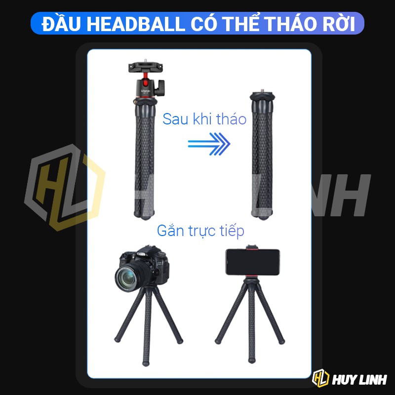 Chân Tripod Mini Ulanzi MT-11 Cho Điện Thoại/Máy ảnh Mirroless, DSLR - Tặng kèm nút chụp hình bluetooth