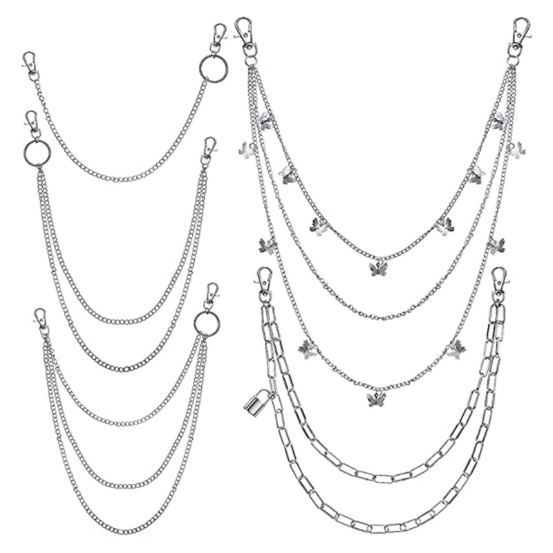 Set 5 Dây Xích Kim Loại Đeo Hông / Quần Phong Cách Hip Hop Cá Tính