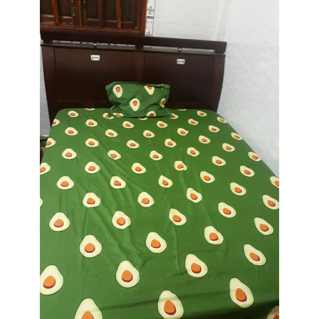 Bộ ra nệm quả bơ - 1 drap 1m6 1m8 kèm 2 áo gối nằm 45 x 65 cm- CAISHOPQUEN