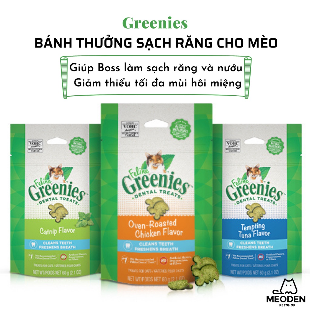 Bánh thưởng làm sạch răng cho mèo hãng Greenies