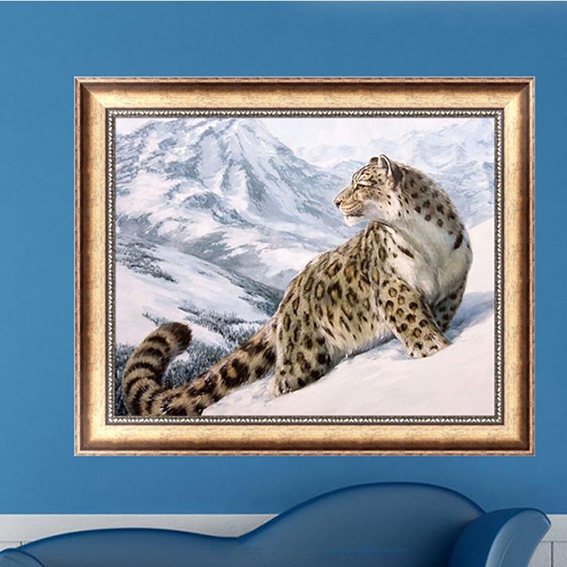 Bộ Tranh Đính Đá 5D Tự Làm Hình Báo Tuyết Trang Trí Nhà Cửa