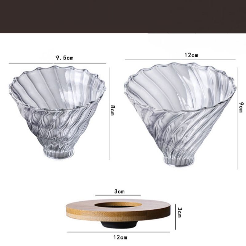 Phễu V60 thủy tinh đế gỗ pha cà phê Pour Over