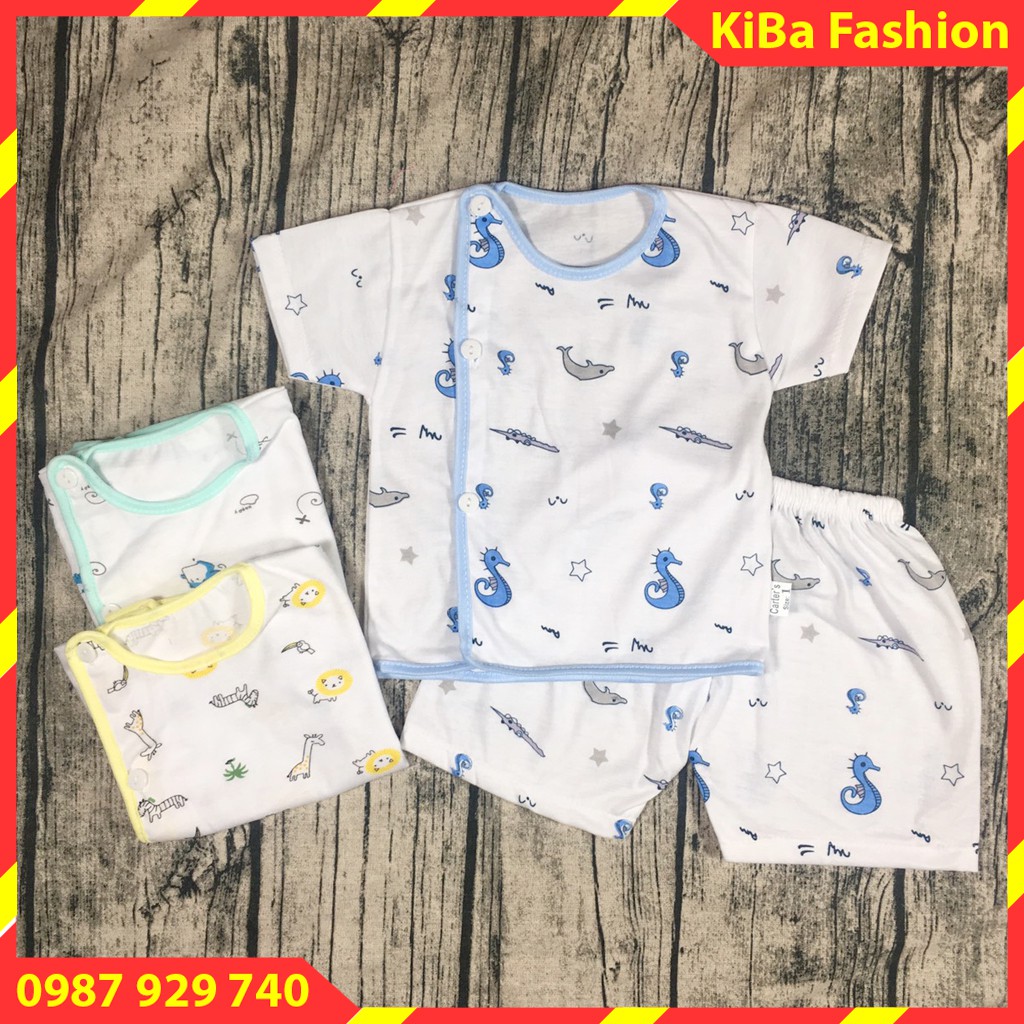 Bộ quần áo sơ sinh CỘC TAY  in hình chất cotton co giãn mềm mịn cho bé - BSS- TK0170 / bộ đồ sơ sinh