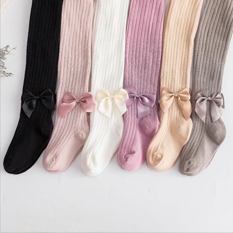 Quần Tất Cotton Dệt Kim Đính Nơ Cho Bé Gái 0-8 Tuổi