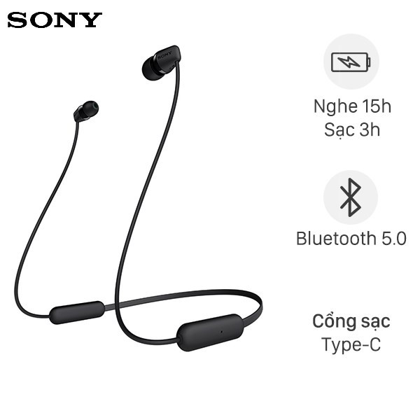 [Mã 267ELSALE hoàn 7% đơn 300K] Tai Nghe Bluetooth Sony WI-C200 Chính Hãng