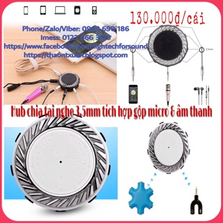 Hub chia tai nghe 3.5mm tích hợp jack gộp micro và audio (không dây)