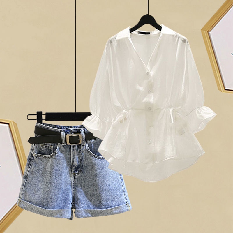 Jiashucheng Áo Sơ Mi Eo Hẹp Phong Cách Mới Dễ Phối Đồ Mùa Hè Cho Nữ