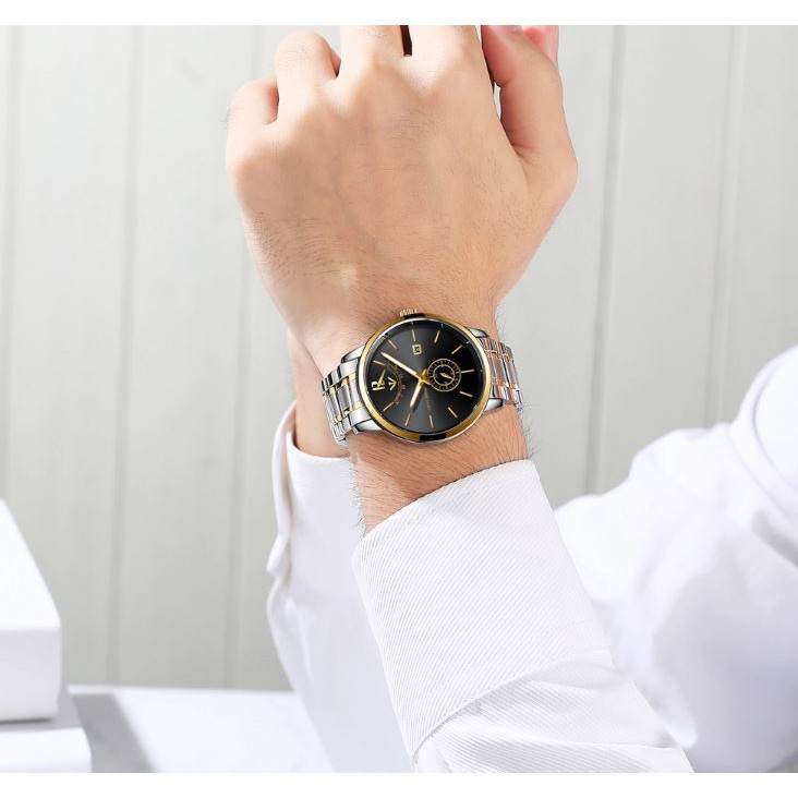 Đồng hồ nam NIBOSI chính hãng NI2318 dây kim loại cao cấp không gỉ