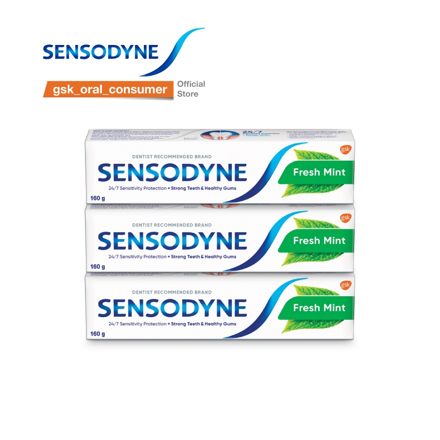 Bộ 3 Kem Đánh Răng giúp giảm ê buốt SENSODYNE Fresh Mint 160g/tuýp