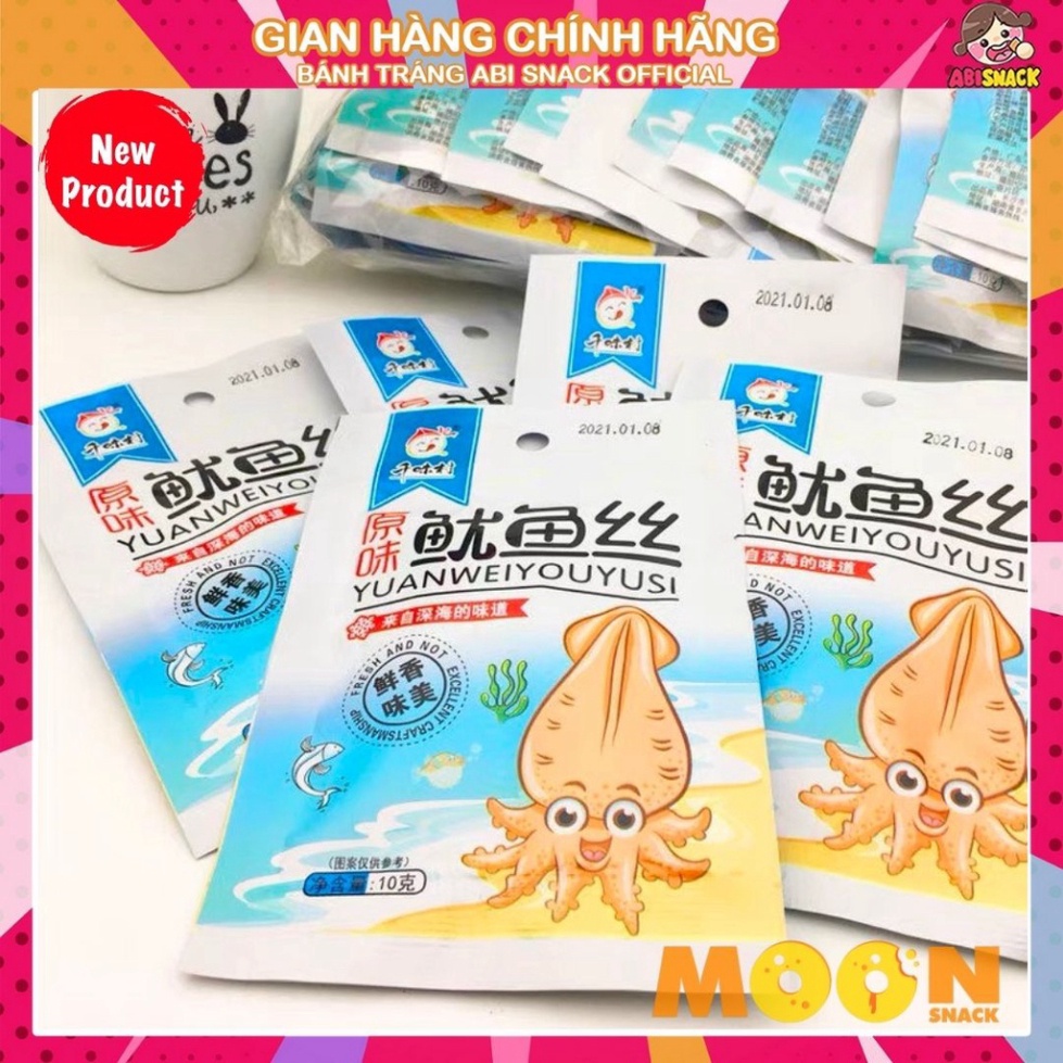 Xả Kho Khô mực xé nhỏ ăn liền hải sản đặc sản mực nướng than vảy mực lễ hội tiệc thực phẩm gói 10g