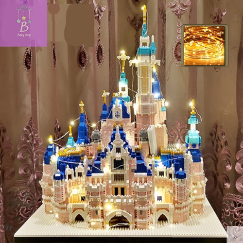Đồ Chơi Xếp Hình Lắp Ráp Lâu Đài Đền Cổ Tajmahai Có Đèn và Lâu Đài Disney Kỳ Quan Thế Giới