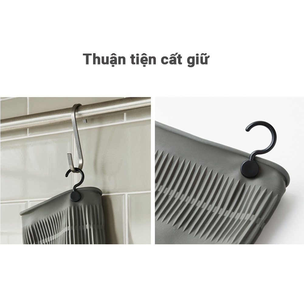 Găng tay cao su tự nhiên Lock&Lock ETM830, ETM831, ETM832, size SML bao tay màu đen bám dính tốt - TRUCANHSG