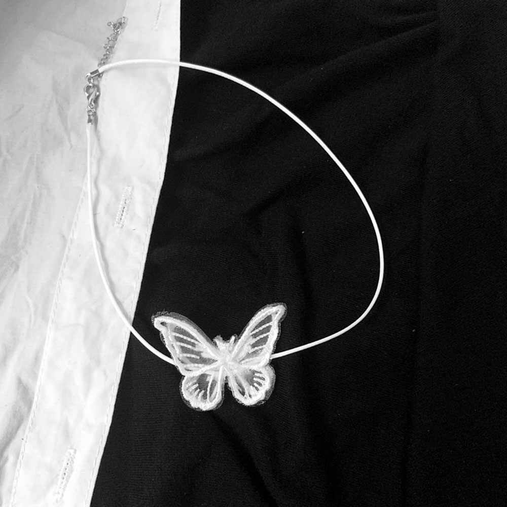 Vòng cổ Choker phối ren trắng/đen hình bướm thời trang thanh lịch cho nữ