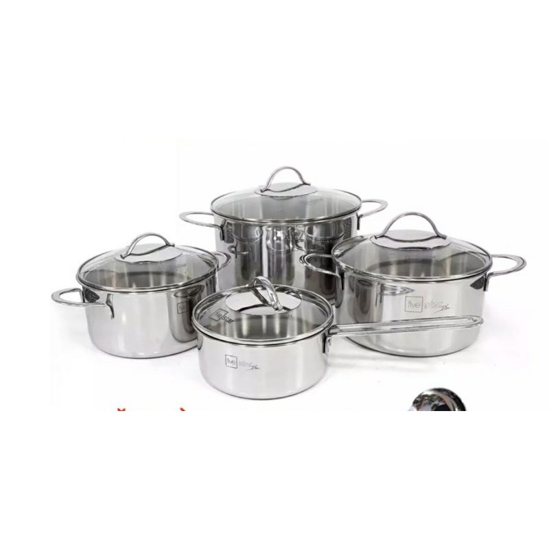 BỘ .4 nồi inox FIVESTAR plus oval cao cấp nắp kiếng (16/18/20/24cm)  HÀNG CHÍNH HÃNG BẢO HÀNH 5 NĂM