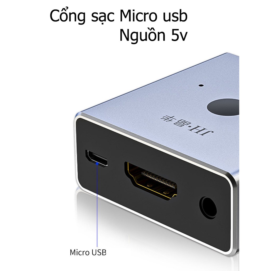 Switch Splitter HDMI 2 cổng, hỗ trợ 2 chiều 4K*2K - Jinghua Q521