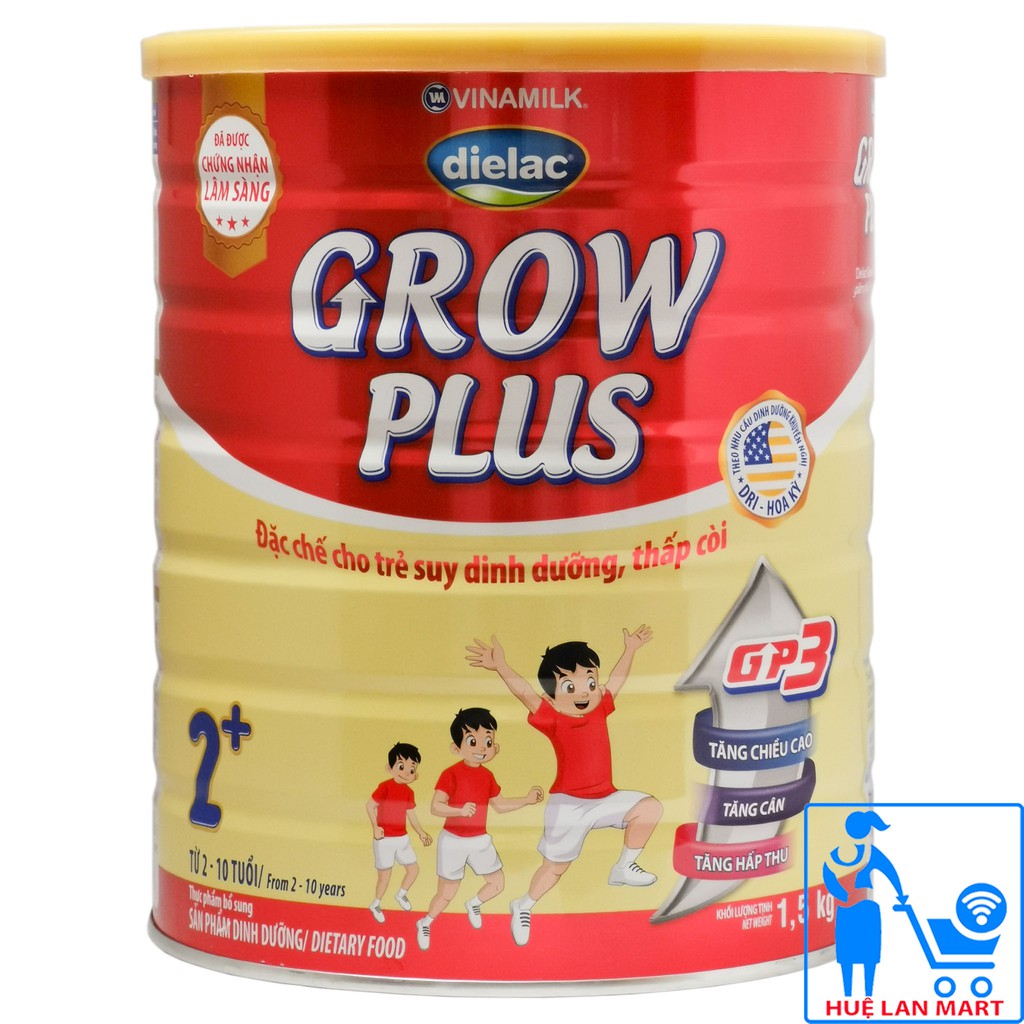 Sữa Bột Vinamilk Dielac Grow Plus 2+ GP3 Sữa Non - Hộp 1,4kg (Đặc chế cho trẻ suy dinh dưỡng, thấp còi)