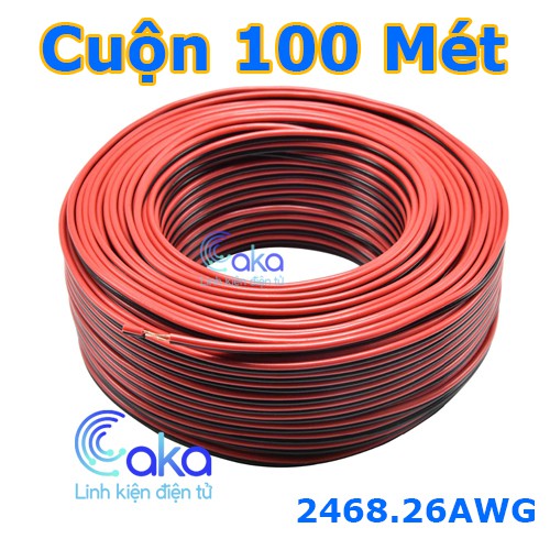 Dây điện đỏ đen 2468.26AWG (Cuộn 100M)