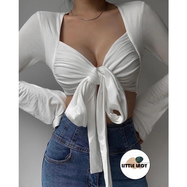 Áo Kiểu Nữ Dài Tay Cột Nơ Sau Lưng Hoặc Trước Ngực Bigsize Dưới 80kg Chất Thun Lụa Co Giãn “TL”