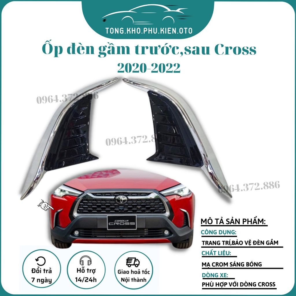 Ốp đèn gầm trước, sau xe Toyota Corolla Cross 2020-2021-2022 2 màu xanh - trắng