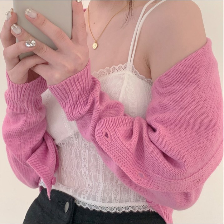 Áo Tank Top Phối Ren Hoa Thiết Kế Màu Trơn Thanh Lịch