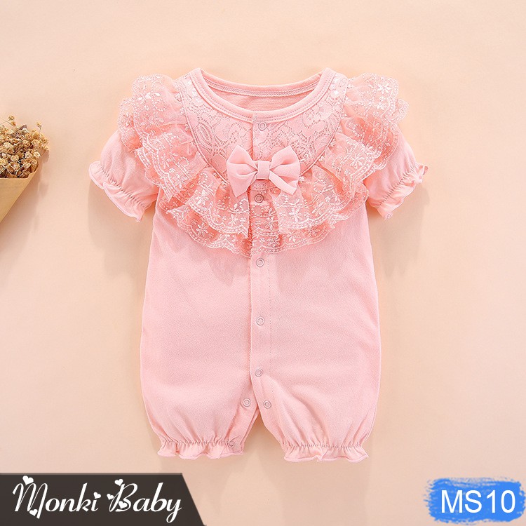 Body cộc tay cho bé gái sơ sinh, mẫu công chúa nhỏ siêu xinh, chất đẹp, size 0-12m | MS10