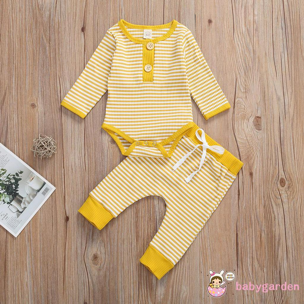 Set Áo Liền Quần &amp; Quần Dài Sọc Ngang Cho Bé Trai