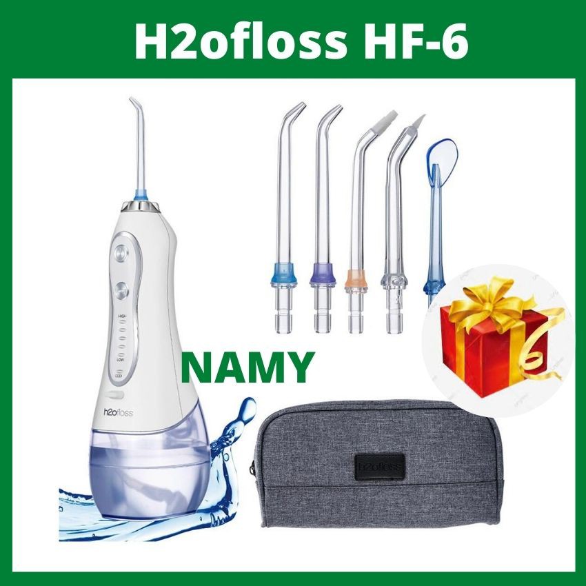 Máy tăm nước ❤ FREESHIP ❤ Tăm nước cầm tay h2ofloss HF-6 , hộp tăm nước , Cam kết 1 đổi 1 trong 30 ngày