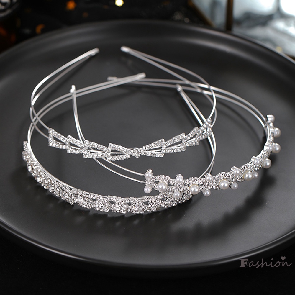 Băng Đô Cài Tóc Đính Đá Ngọc Trai Thanh Lịch Cho Cô Dâu