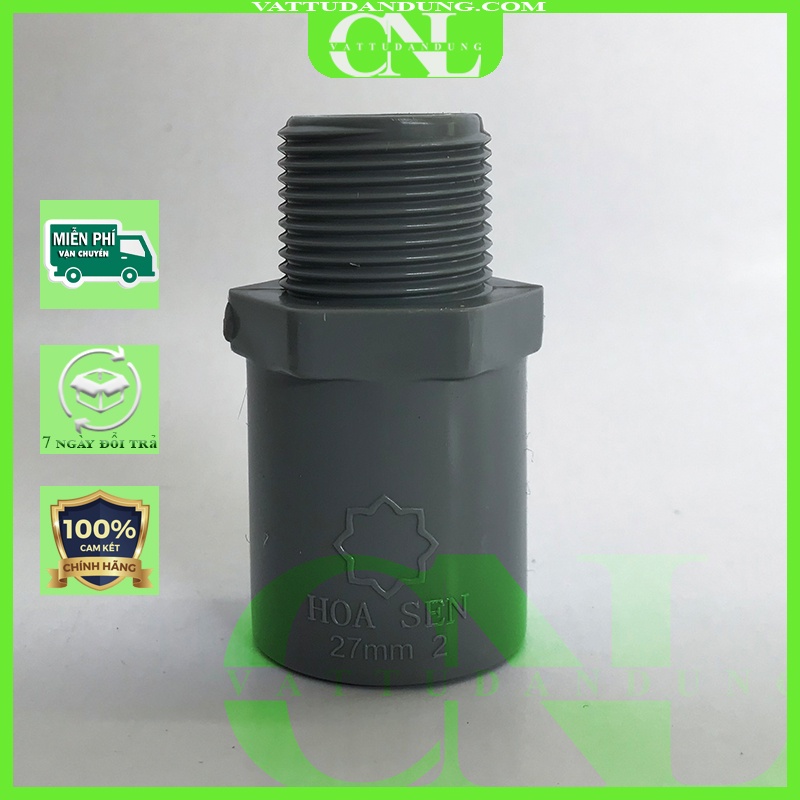 Nối ren ngoài phi 27 – Nối ren ngoài uPVC HOA SEN - loại dày
