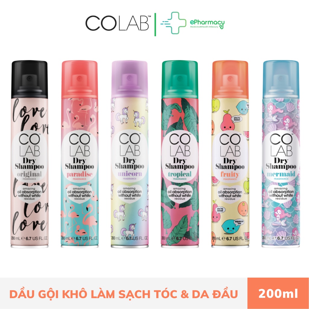 Dầu Gội Khô COLAB làm sạch tóc và da đầu không để lại bọt trắng, làm phồng tóc 200ml