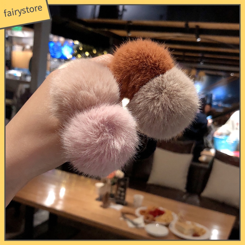 Dây Buộc Tóc Đính Quả Bông Nhỏ Xinh Xắn Cho Nữ