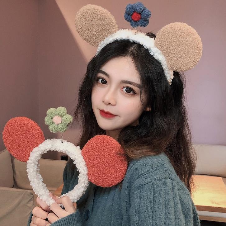 Bờm tóc cài tóc bông hoa tai gấu cute hot trend thời trang dành cho nữ phong cách Hàn Quốc