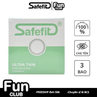 Bao cao su siêu mỏng 0.04mm safefit untra thin hộp 3 cái con405