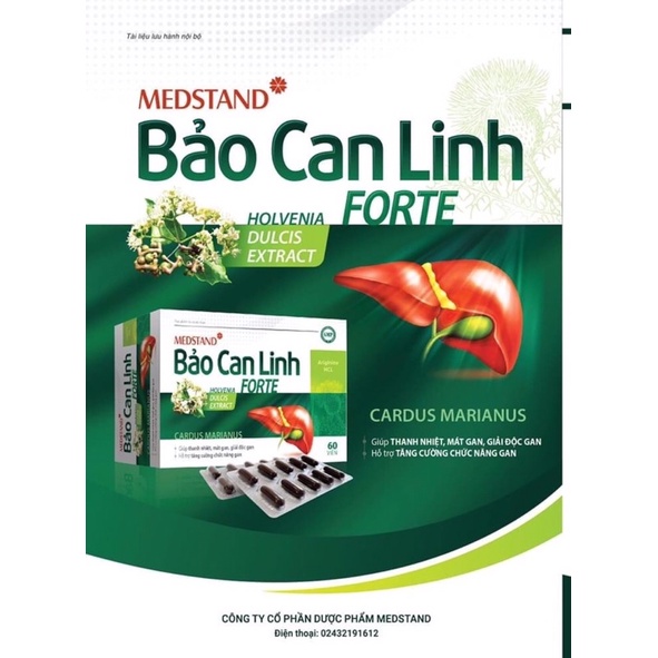 Bảo Can Linh Forte Medstand - Mát gan, thanh nhiệt, giải độc gan, tăng cường chức năng gan - Hộp 60 viên