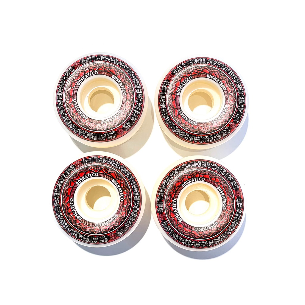 Bộ Bánh Ván Trượt Skateboard Cao Cấp Chấu Âu- BDSKATECO ROSETTE RED 101A WHEELS 52MM