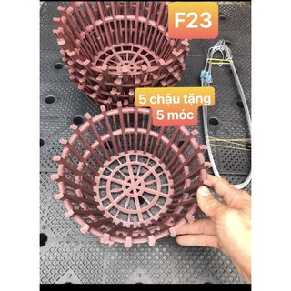 Chậu trồng lan nhựa tròn F23. Combo 5 cái tặng 5 móc