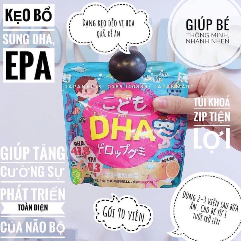 Kẹo bổ sung DHA EPA Nhật Bản Drop Gummy cho bé thông minh hơn