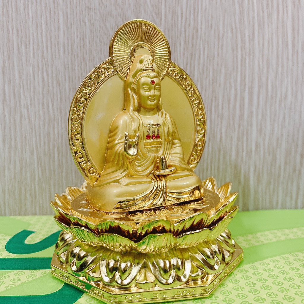 Tượng Phật Bà Quan Thế Âm Bồ Tát 2 Mặt, Đế Hoa Sen Cao Cấp Trang Trí Phòng Khách, Xe Hơi, Bàn Làm Việc