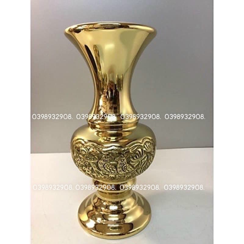 Lọ hoa đồng cúc 30 cm nặng 2 kg chất liệu bằng đồng nguyên chất bảo hành trọn đời