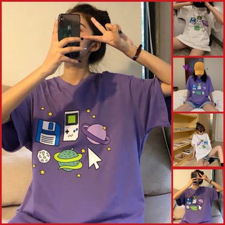 Áo Thun Tay Lỡ Icon Sticker 2 Màu( kèm ảnh thật )