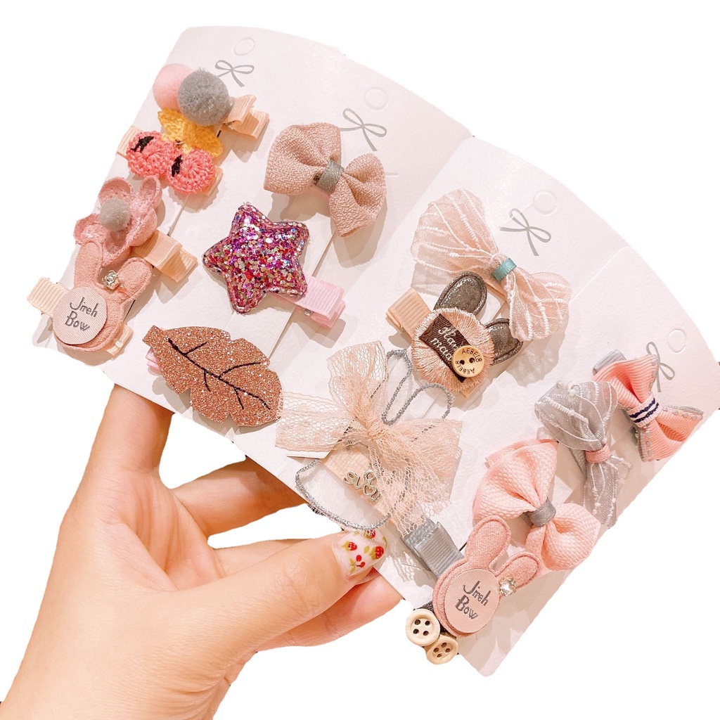 Mới Set Kẹp Tóc + Kẹp Tóc Màu Hồng