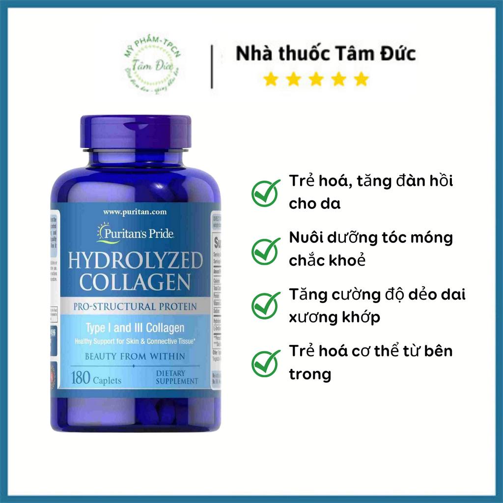 Collagen thủy phân trắng da, mờ nám Hydrolyzed 1000mg Puritan's Pride 180 viên USA