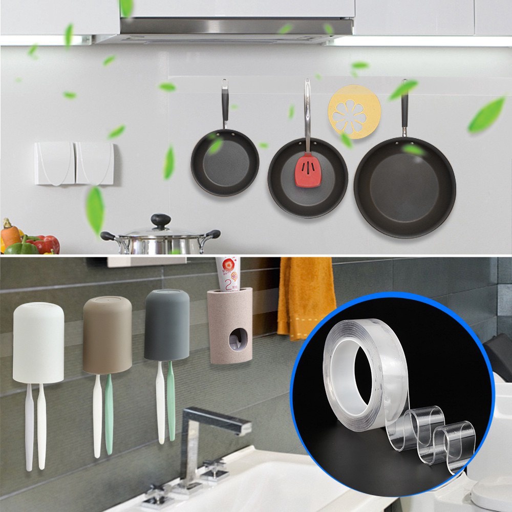 Băng dính 2 mặt siêu dính trong suốt, băng keo dán tường hai mặt nano silicon siêu chắc