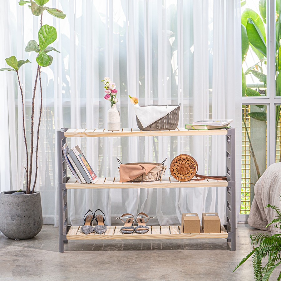Kệ giày bằng gỗ thông nhật - 2 . 3 tầng 100 cm